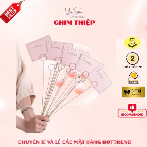 Ghim Cài Thiệp Bó Hoa, Kim Ghim Gắn Card, Tag, Thiệp Chúc Mừng Trang Trí Hoa Tươi, Hoa Kẽm Nhung